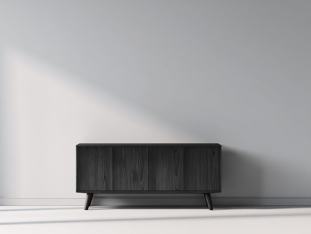 Mueble recibidor madera 160x40x65 cm - negro - diseño moderno con 4 puertas