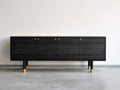 Mueble recibidor 220x40x75 cm color negro con puertas y diseño moderno