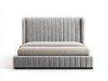 Cama doble tapizada 220x200x120 cm - acabado gris claro - diseño moderno