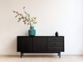 Mueble recibidor de madera 180x40x75 cm - negro - diseño moderno con almacenamiento