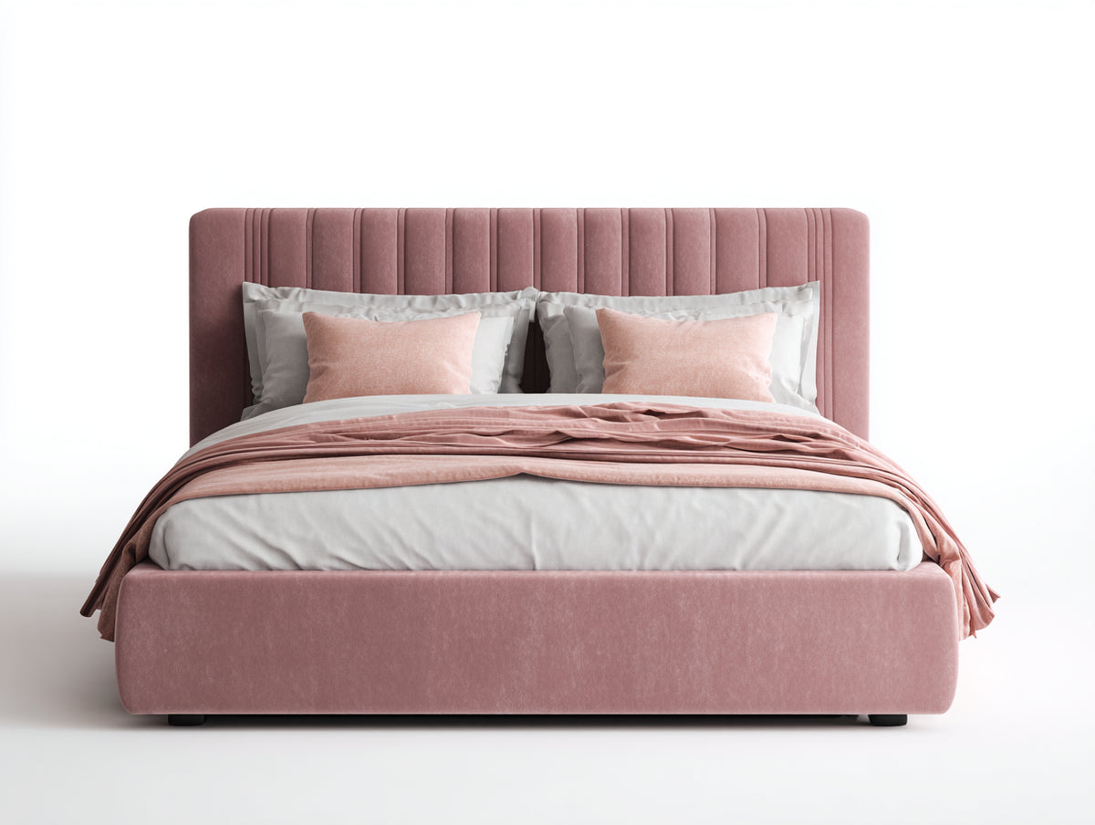 Camas dobles tapizada 200x180x120 cm - rosa - diseño moderno para dormitorio