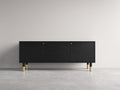 Mueble recibidor madera 180x40x75 cm - negro - diseño moderno con 3 puertas