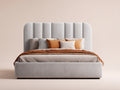 Camas dobles tapizada 200x180x120 cm - gris claro - diseño moderno para dormitorio