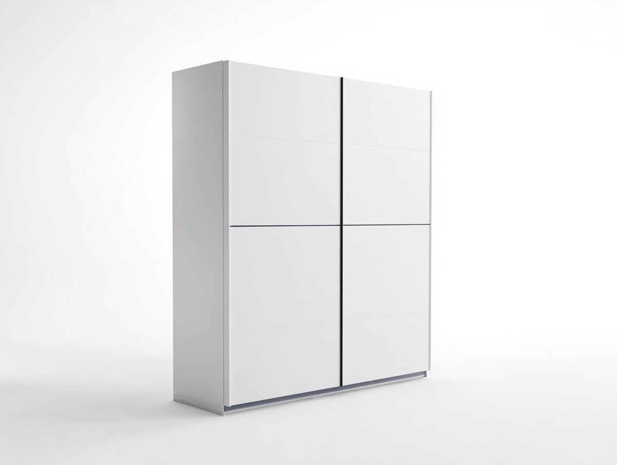 Armario de 2 puertas correderas 200x60x220 cm - acabado gris claro - diseño moderno