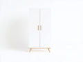 Armarios de 2 puertas - madera y acabado blanco con detalles en color madera - 90 x 40 x 180 cm estilo nórdico moderno