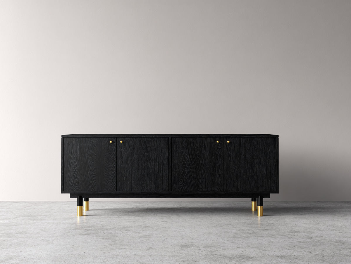 Mueble recibidor 200x40x75 cm color negro con puertas diseño moderno