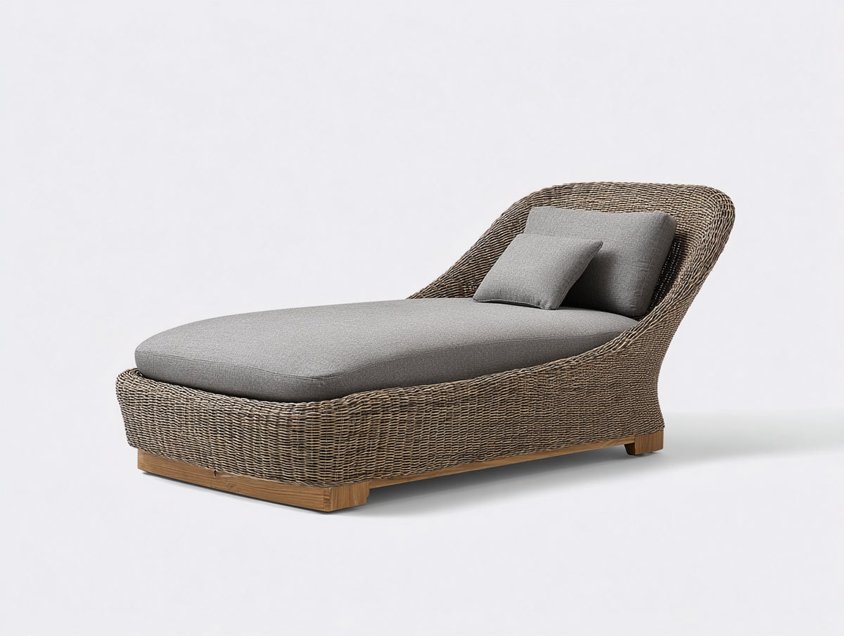 Tumbonas 200x80x70 cm ratán sintético color natural y gris diseño moderno