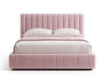 Camas dobles tapizada 200x160x100 cm - rosa claro - diseño moderno con cabecero acolchado