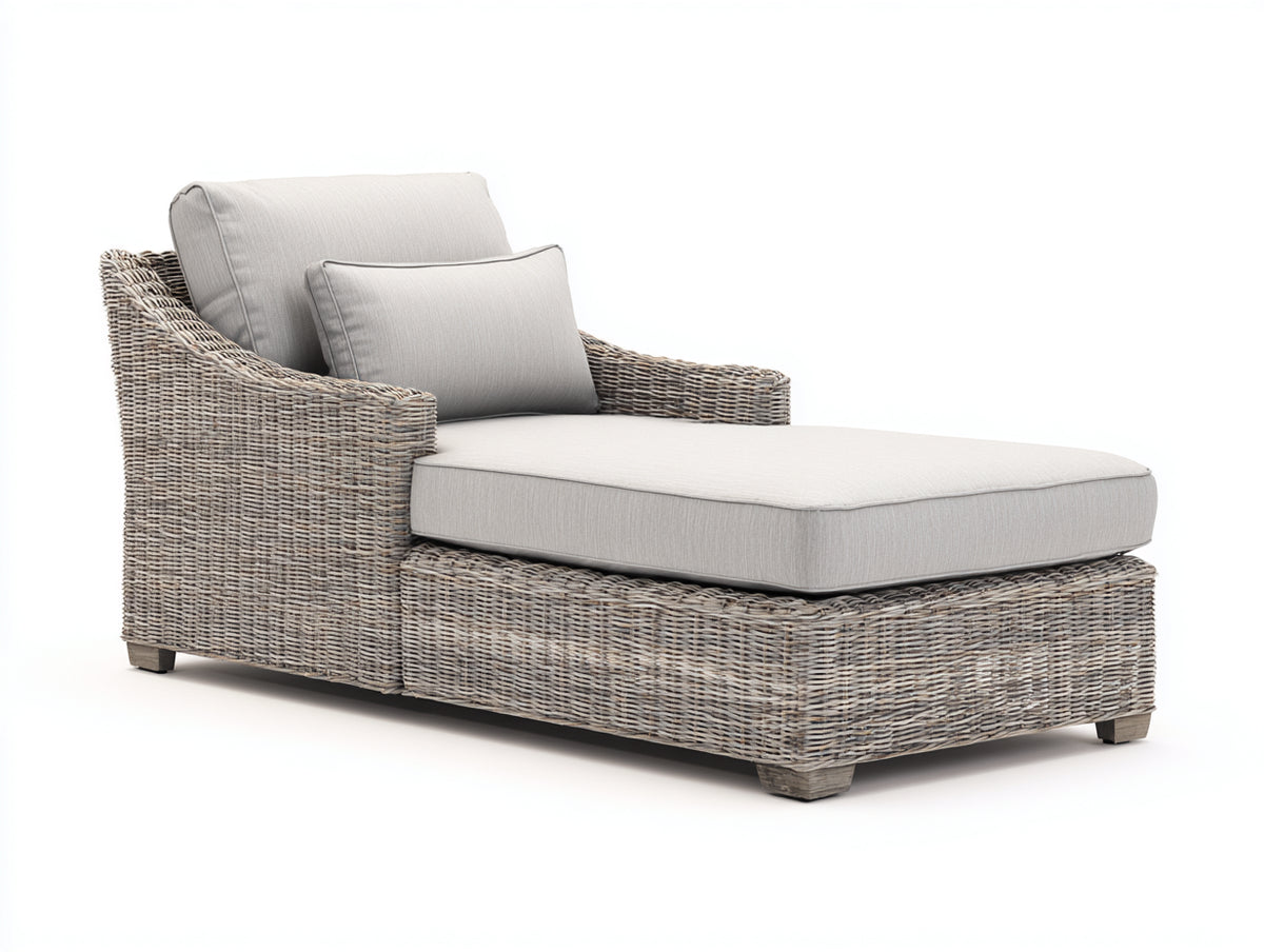 Tumbona de ratán sintético 200x85x75 cm - color natural - diseño exterior moderno