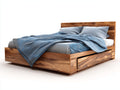 Camas dobles de madera 220x180x100 cm - marrón natural - con almacenamiento y diseño moderno para dormitorio