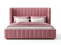 Camas dobles 200x180x120 cm tela rosa con cabecero tapizado alto diseño moderno