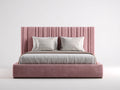 Camas dobles tapizada 200x160x100 cm - rosa - diseño moderno con cabecero acolchado