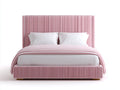 Camas dobles tapizadas 220x180x110 cm - rosa terciopelo - diseño moderno para dormitorio