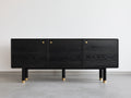 Mueble recibidor madera 180x40x75 cm - negro - diseño moderno con 3 puertas