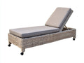 Tumbona de exterior de ratán sintético 200x75x85 cm - gris claro y beige - diseño ajustable para jardín y terraza