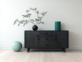 Mueble recibidor con 2 puertas y 3 cajones 160x40x75 cm - acabado negro - diseño moderno